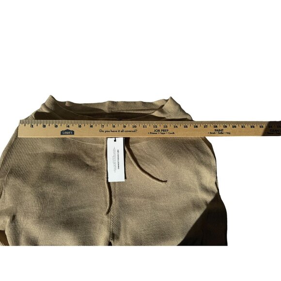 NWT Nasty Gal Womens Ribbed Knit Joggers With Drawstring Waist Beige Size L - Picture 2 of 11
